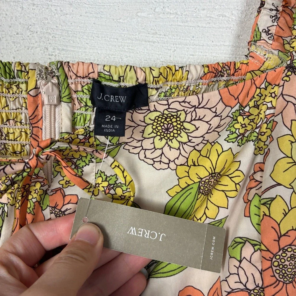 NEW J. Crew Womens Squareneck Tie Front Blouse Top in Zinnia Floral Size 24